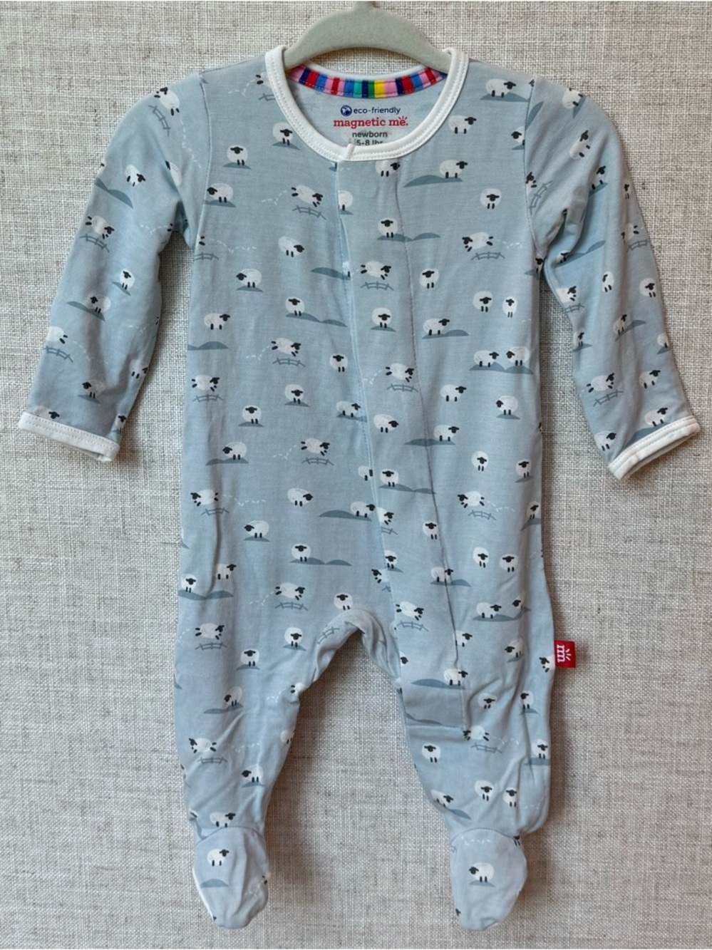 Magnetic Me Blue Baa Baa Baby Boy Modal Soft Cotton Footie Long Sleeve Pajama